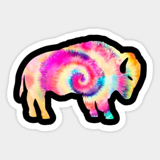 Rainbow Tie Dye Buffalo American Bison Sticker